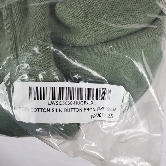 NEW Lunya Cozy Cotton Silk Button Front Cardigan L/XL Humble Green Oversized - Picture 6 of 15